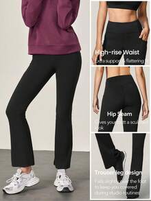 3PCS Women's Winter Thick Thermal Lined Flared Yoga Leggings, High Waist Slimming Outdoor Cycling Base Layer Pants, Casual Bootleg Workout Trousers - 3件 - 查看 2