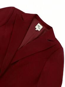 2 件套女士西装套装：西装外套和裤子，秋冬 - 紅色 - 查看 8