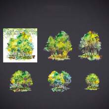 10pcs/Pack Vintage Waterproof Large Size Mother Of Pearl Effect Stickers, Flower Tree Floral Design, For Journal Diary Decor Back To School - Multicolor - View 21