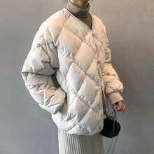Women Outdoor Winter Coats - Beige - View 3