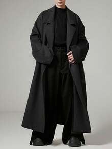 Áo gió dài tay đơn sắc tối giản thường ngày dành cho nam, mùa thu/đông - màu đen - Xem 2