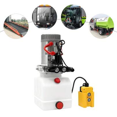  WUPYI Hydraulic Pump For Dump Trailer, Hydraulic Power Unit 12V, Double Acting Dump Truck Hydraulic Pump Made Of High-Quality Silver, Copper, Iron, Aluminum, And Plastic With High Strength And Hardness White