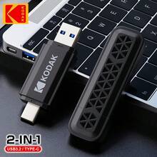 Kodak 柯达双口USB闪存盘，USB 3.2 Gen 1 OTG便携式USB闪存盘，32GB/64GB，128GB/256GB，兼容手机和电脑 - 黑色 - 查看 6