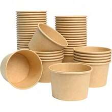 Premium 120-Pack 8oz Disposable Paper Cups With Lids, Versatile Dessert Bowls For Ice Cream, Yogurt, Parfait, Soup, Or Salad, Bulk Party Supplies For Catering, Cafes, Bakeries, Or Home Use, Convenient And Hygienic Serving Solution For Any Occasion. - 50 Pcs - 查看 1