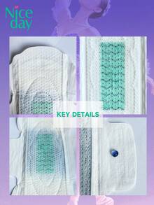 Niceday 48pcs/6packs, 285mm Negative Ion Sanitary Pads, Overnight Panty Liners, Ultra-Thin Period Pads, Soft Menstrual Pads, Super Absorbent, Extra Dry, Leak-Proof, Breathable, Non-Irritating, Comfortable For Intimate Area