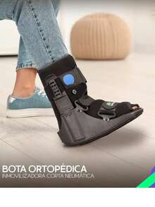 Bota Ortopédica Walker Neumática Corta Válvula de Aire Lesiones de Tobillo Soporte Ajustable y Recuperación Rápida Suela Balancín y Confort Anatómico Postquirúrgica - Negro - Ver 4