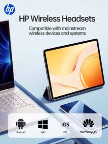 HP Wireless Earbuds, BT, ENC Noise Cancelling Headphones, Waterproof, 30+ Hours Battery Life, Multi-System Compatible, Works With Multiple Devices, With Case - Black - View 5