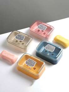 Creative Flip-Cover Transparent Plastic Soap Dish, Minimalist Design For Home, Dorm, Bathroom, Balcony | Bathroom Decor & Autumn Decorations Bathroom Accessories Bathroom Tools - Multicolor - View 3