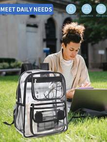 1 件便携式透明 PVC 背包，防水运动旅行沙滩包，休闲大容量多隔层旅行收纳袋，适用于音乐会、体育场馆、户外活动、音乐节、活动，适合女性和男性，防水、防沙透明包，沙滩运动野餐零食透明收纳袋 - 彩色 - 查看 6