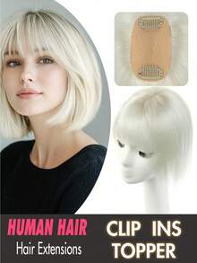 5x9cm Human Hair Topper Hair Piece Top Base Middle Part With Bangs 9 Colors Available For Women Hair Loss Or Bangs HairStyle, Easy To Install, Lightweight, Suitable For Daily Use, Dates, Parties, And Various Holidays. Highlight Your Beauty. - S1001 - Xem 1
