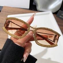 25 New Retro Rhinestone Embellished Personalized Cat Eye Fashion Glasses, High-End Chic Eyewear For Women, Y2K European And American Style - Multicolor - View 10