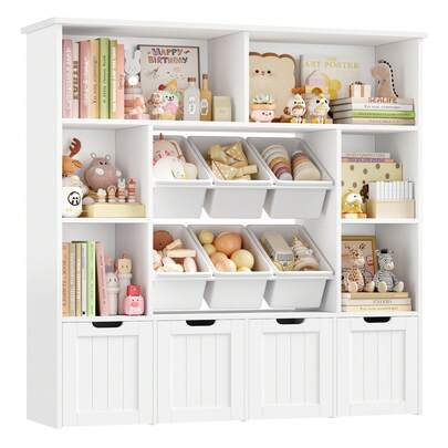 Toy Storage Cabinet, Toy Storage Rack, Toy Storage Furniture, Montessori Children's Bookcase, Children's Toy And Bookcase, Children's Toy Storage Rack, Montessori Bookcase, Children's Bookcase, 4 Drawers With Wheels, 6 Plastic Boxes