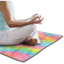 DZHJKIO Toallas de Yoga, Toalla de Yoga Caliente Antideslizante, Textura gofral, Absorbente de Microfibra sin Olor, tamao estndar 61x 182, para Yoga Caliente, Bikram, Pilates - Rosa, azul y amarillo - Ver 7