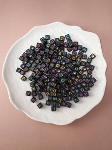 200 Pieces Of 6mm * 6mm Multi-Color Background Acrylic Letter Beads Scattered Beads, Used For Jewelry Making, Home DIY Crafts, Necklaces, And Keychain Accessories - Multicolor - View 10