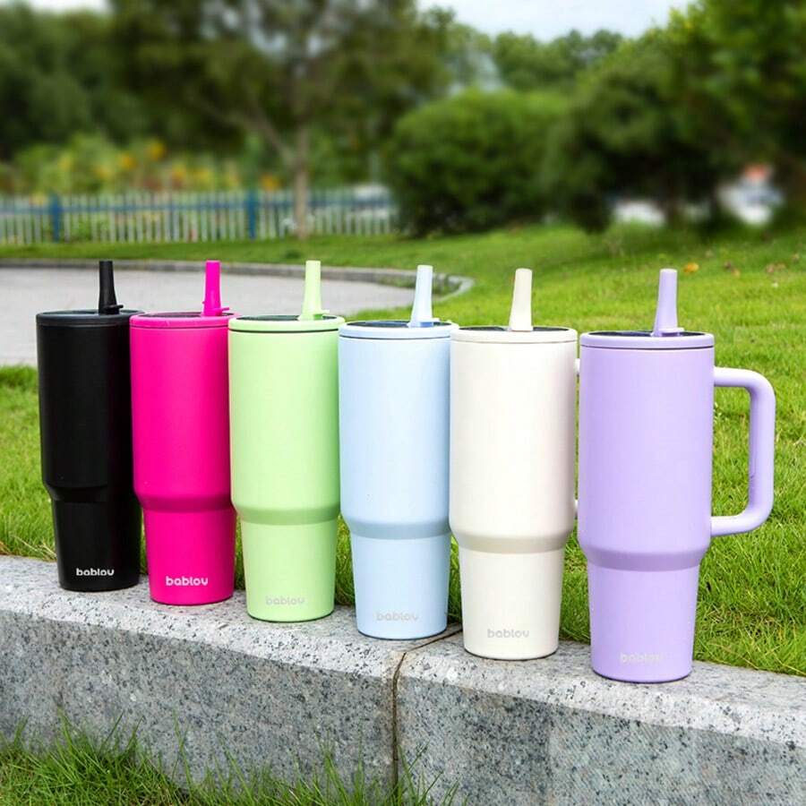 1PC 40oz Stainless Steel Insulated Car Cup, Large Capacity, With Handle, Easy To Carry, Meet Daily Use Needs, Available In A Variety Of Colors, Is A Good Choice For Personal Use Or As A Gift, Holiday Gift, Beautiful And Practical - Nhiều màu - Xem 1