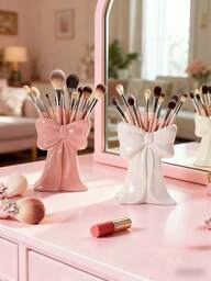 1 adet Sevimli Kurdele Şeklinde Kalemlik - Masaüstü Makyaj Fırçası ve Ofis Malzemesi Düzenleyici, Zarif Makyaj Fırçası Saklama Kutusu, Kızlar, Öğrenciler ve Kadınlar İçin Uygun, Yaratıcı Dekoratif Tasarım, Ayrıca Tatil, Plaj, Banyo, Yatak Odası İçin Uygun, Geniş Kapasiteli