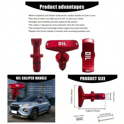 Car Oil Dipstick Handle, Engine Oil Handle, Alloy Anti - Rust Transmission Dipstick Modification, - Shaped Non - Slip Easy - Grip Engine Caliper Pull 1999 - 2011 Mustang GT V8 GT500