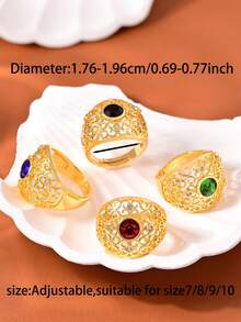 Anel vintage de cobre com zircônia sintética e design geométrico clássico, em tom dourado, joia de luxo para mulheres, perfeito para casamentos, banquetes e celebrações do Ramadã, acessório para todas as estações, joia vintage.