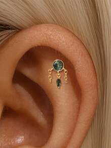 1 件装小巧天然苔藓玛瑙平背耳钉 925 纯银螺丝耳钉耳钉耳钉耳屏软骨穿孔珠宝女士礼物