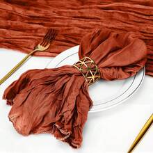 10 Pack Terracotta Cheesecloth Napkins Fall Thanksgiving Cloth Napkins Set Of 10 Terracotta Dinner Table Napkins Bulk 21x21 Inches For Wedding Bridal Baby... - Terracotta - View 8