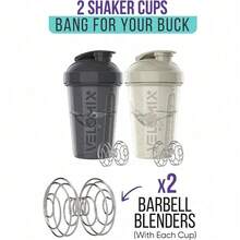 2 Pack 20oz Shaker Bottles With Stainless Steel Balls Leakproof Odor Resistant For Protein Smoothies Gym Travel Halloween Fitness Gift - 灰色/白色 - 查看 3