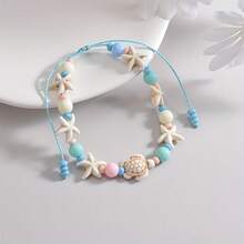 Ocean Style Candy Color Beaded Braided Turtle Starfish Beach Waterproof Wax Thread Anklet - XY-3473 - 查看 8