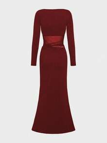 Đầm dài tay phối lưới xuyên thấu phong cách Y2K quyến rũ, gợi cảm, màu đen, thiết kế thanh lịch. - Đỏ - Xem 9