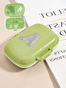 1 pieza Caja de píldoras portátil con diseño de letra, 8 compartimentos, organizador de píldoras compacto y mini - Estuche para píldoras, pastillero semanal, dispensador de medicamentos, caja de medicina portátil y a prueba de agua de varias capas para viajes - Multicolor - Ver 57