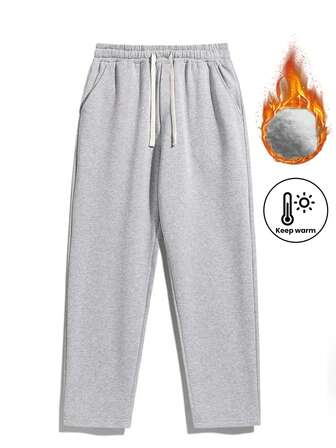 男士保暖内衬运动裤，宽松休闲直筒裤，适合秋冬季