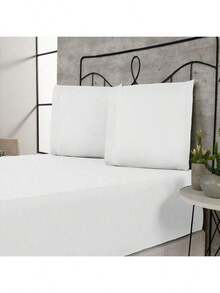 400 Thread Count Bedding Set With Elastic Hotel Standard Ponto Palito All Sizes Bedroom Soft Touch - trắng - Xem 2