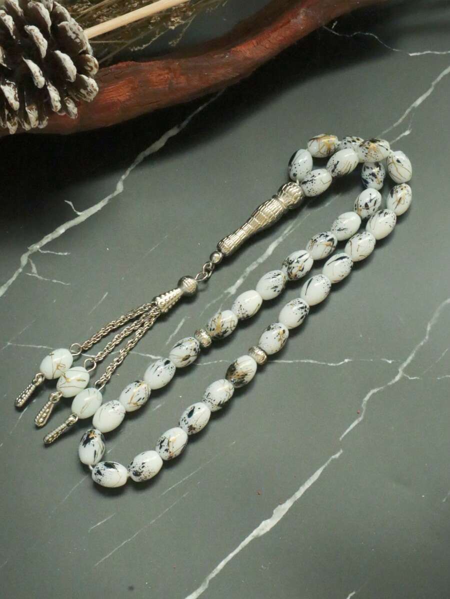 1pc Middle Eastern Saudi Tasbih Prayer Beads 33 Beads, Arabic Rosary Bracelet Islamic Prayer Beads, Glass Tasbih Prayer Beads, Tasbih Muslim Prayer Beads Bracelet, Christmas, New Year, Valentine's Day Gift For Men - Multicolor - View 1