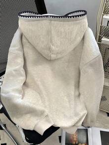 Sudadera con capucha de mujer con bordado de unicolor y estampado de gato, manga larga, otoño/invierno