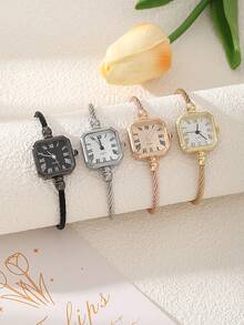 新款可爱简约时尚女士手链表可爱罗马方形小头奢华女士手链表合金石英表礼物