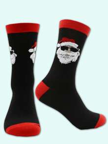 1 Pair Men's Funny Santa Claus Christmas Graphic Mid-Calf Socks