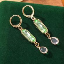 Luxury Geometric Pendant Earrings For Women, Synthetic Gemstone Inlaid Pendant Necklace, Fashion Jewelry For Party, Daily Wear