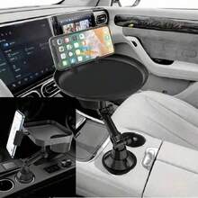 Car Armrest Box Tray, Makeup Counter, Drink Cup Holder, Storage Organizer, Co-Pilot Streaming Holder - Black - View 12