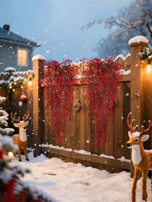 1pc Artificial Garland Durable Hanging Faux Greenery & Ivy With Vibrant Winter Colors For Christmas Thanksgiving Outdoor Indoor Home, Garden, Wedding, Farmhouse,Mantle & Table Centerpiece Decor