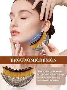 1/2 件淋巴面部刷，用于面部、下巴和下颌线淋巴引流按摩的干刷工具，精确塑造肌肤轮廓，减少浮肿、黑眼圈、缓解疲劳、提亮肤色，符合人体工程学设计 - 彩色 - 查看 5