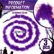 Riceshoot 3 Pcs 20 Ft Halloween Garland Decorations Dark Purple Halloween Tree Hanging Garland Faux Feather Decorations For Fall Autumn Birthday Holiday Indoor And Outdoor Party Supplies - 深紫色 - 查看 3