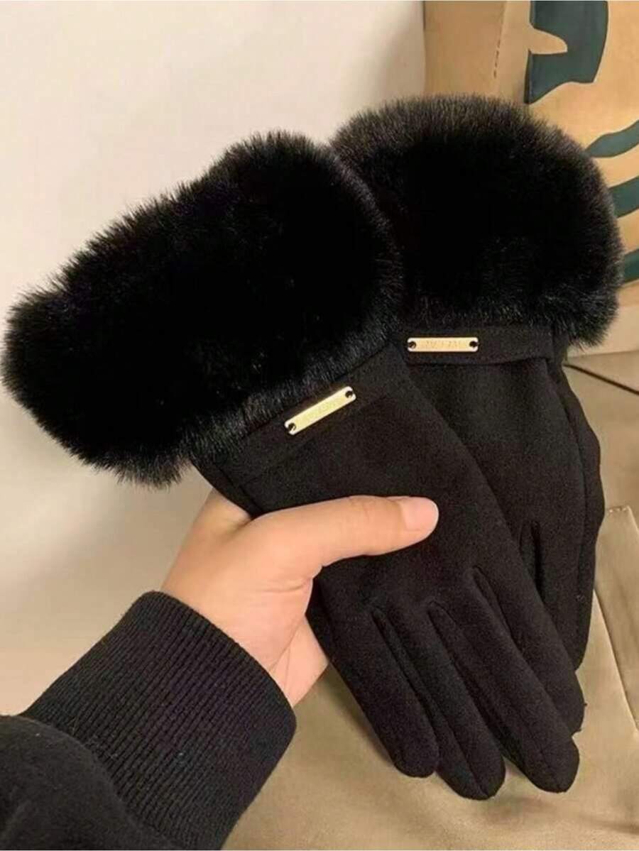 Women's Black Touchscreen Gloves, Waterproof, Soft & Warm Wool Lined, Winter Outdoor Gloves Halloween - Màu be - Xem 1