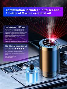 1 件黑色多功能车载香薰机,USB 家用香薰机,5 种灯光效果,带投影星光灯,5 种工作模式,数字显示,可充电,6 种香薰精油可供选择,适用于汽车、办公室、卧室、酒店、宠物房,配备精油(可选:1/2/3 瓶精油 + 1 个香薰机)不同套装。 - 黑色 - 查看 28