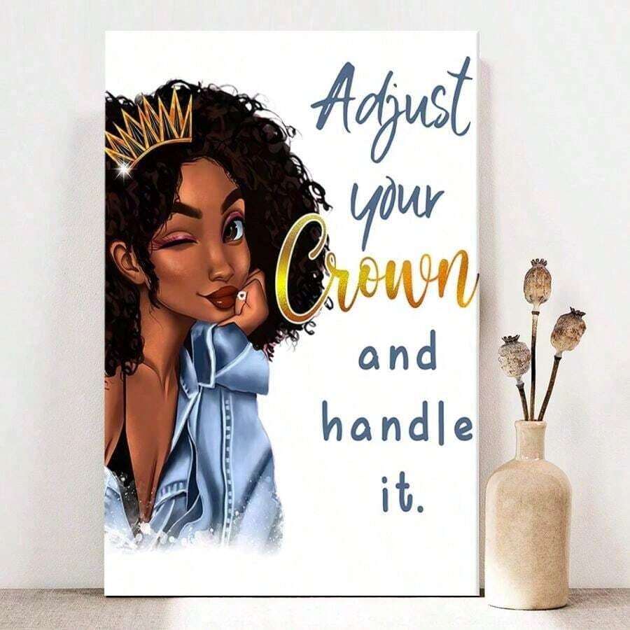 1pc Framed Canvas Wall Art, African American Woman Wall Art - Black Queen- Inspirational Quotes Wall Decor - Motivational Art Print Canvas Poster Painting Winter Home Wall Decor, Ideal Gift For Bedroom Living Room Hallway Dorm, Ready To Hang - trắng - Xem 1