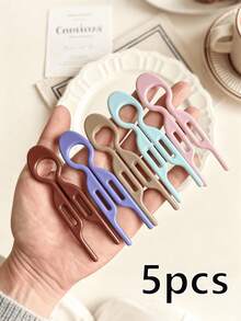 8pcs/6pcs/1pc Vintage French Elegant Casual Acetate Hair Clips, Retro U-Shaped High-End Bun Maker, Simple Elegant Hair Accessories, Suitable For Daily And Holiday Use, Gift For Women - Multicolor - View 5