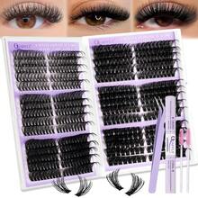 570 Pcs DIY Lash Clusters Kit, 30D~100D Pre Map Volume Eyelash Clusters Kit,Mix Lengths Individual Extensions With Dual End Bond And Seal And Tweezers For DIY At Home Use (8-16mm ) - màu đen - Xem 1