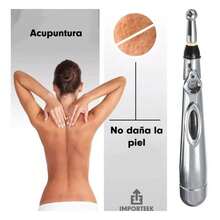 PLUMA DE ACUPUNTURA ELECTRICA MASAJE 1 PIEZA pluma de acupuntura electrica masaje 1 pieza dispositivo portatil para estimulo acupuntural alivio muscular terapia puntual ergonomico baterias incluidas uso en casa y consultorio instrucciones seguras - Plateado - Ver 4