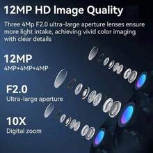 6K 12MP WiFi IP摄像头，三镜头，10倍光学变焦，防水，自动跟踪，云台半球型，安防监控，兼容IPC360Home APP - 黑與白 - 查看 7