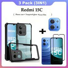 Ốp lưng điện thoại di động Acrylic 3 trong 1 MỚI cho Redmi 15C + Kính cường lực Kunlun Glass + Phim bảo vệ ống kính - màu đen - Xem 7