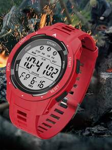 男士户外运动手表，大表盘，LED背光，数字显示，计时功能，日期显示，适合学生、教师、圣诞节、日常佩戴，电子手表，理想礼物 - 彩色 - 查看 13