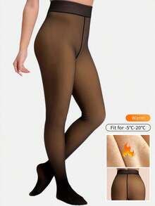 Women's Thermal Lined Faux Sheer Tights, High Waist Slimming Opaque Leggings, Anti-Pilling, Plus Size, Suitable For Winter Home And Casual Wear