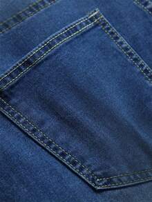 Men's Stretchy Skinny Solid Color American Casual Jeans - Blue - View 5